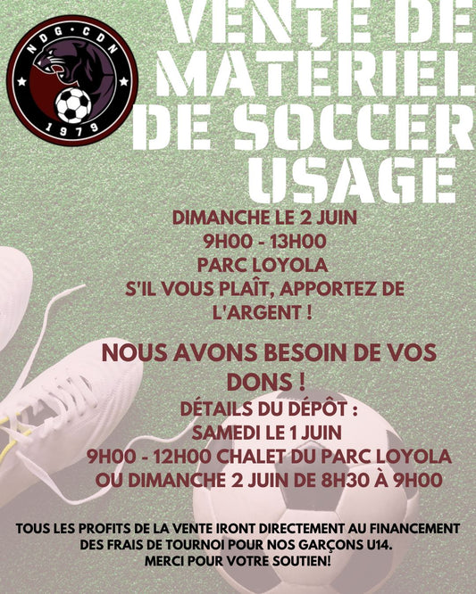 Ventre de material de soccer usage / Used soccer gear sale